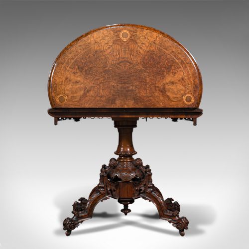 fig 4. Antique Card Table, English, Walnut, Inlay, Folding, Bridge, Games, Victorian