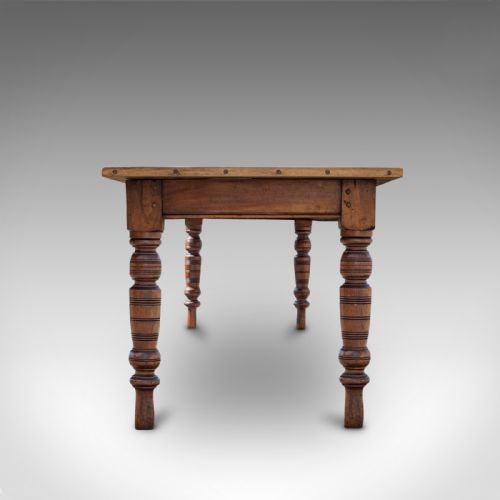 fig 3. Large Antique Farmhouse Table, English, Pine, Mahogany, Kitchen, Dining, C.1900