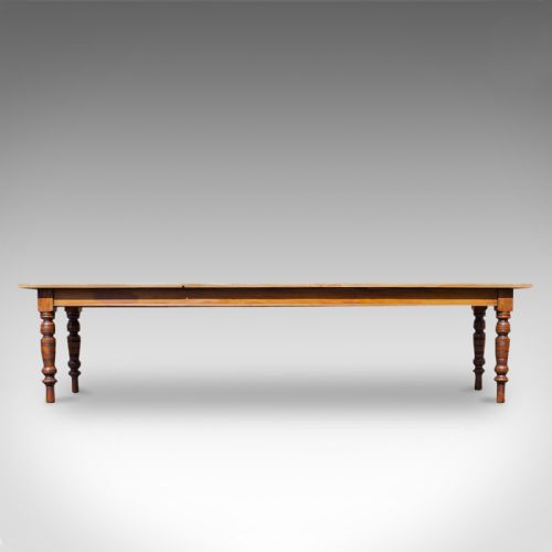 fig 4. Large Antique Farmhouse Table, English, Pine, Mahogany, Kitchen, Dining, C.1900