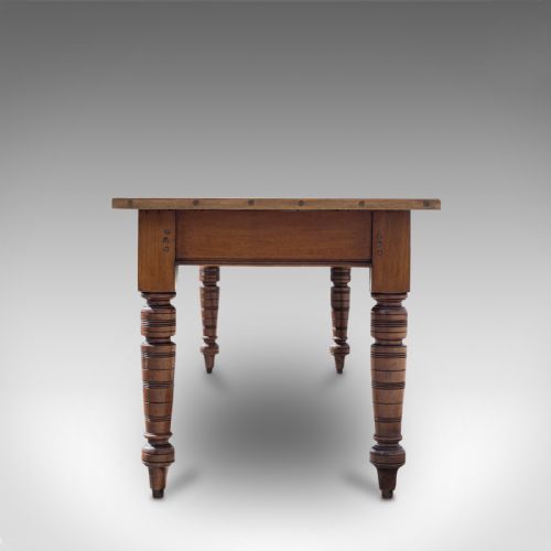 fig 2. Large Antique Farmhouse Table, English, Mahogany, Pine, Dining, Kitchen, C.1900