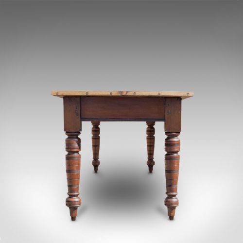 fig 3. Large Antique Farmhouse Table, English, Mahogany, Pine, Dining, Kitchen, C.1900