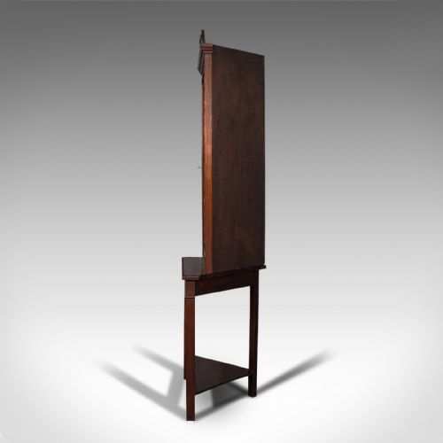 fig 4. Tall Antique Corner Cabinet On Stand, English, Mahogany, Display Cupboard, 1900