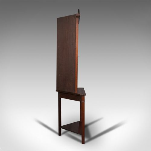 fig 5. Tall Antique Corner Cabinet On Stand, English, Mahogany, Display Cupboard, 1900