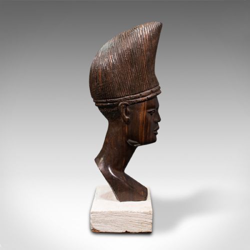fig 3. Antique Hand Carved Female Bust, African, Ebony, Ornamental Figure, Circa 1900