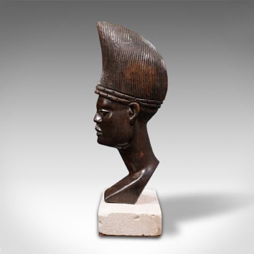 fig 4. Antique Hand Carved Female Bust, African, Ebony, Ornamental Figure, Circa 1900