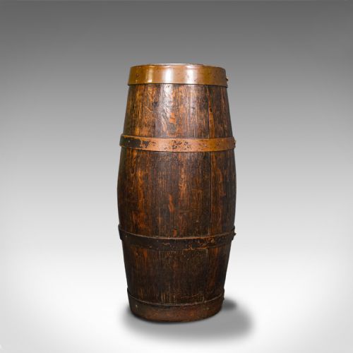 fig 3. Antique Coopered Barrel Stick Stand, English, Oak, Hallway Portico, Victorian
