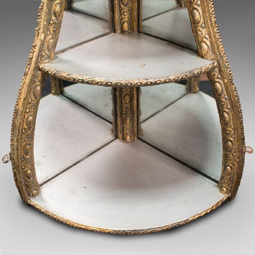fig 6. Antique Mirrored Corner Shelf, English, Gilt Gesso, Decorative Display, Regency