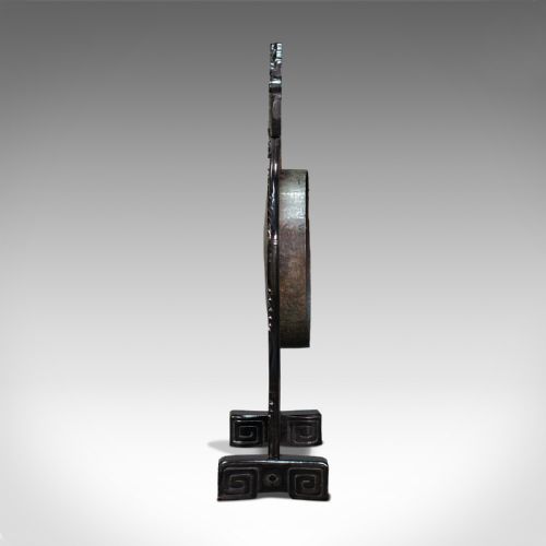 fig 4. Antique Dinner Gong, Oriental, Ebonised Teak Stand, Chinoiserie, Victorian, 1880