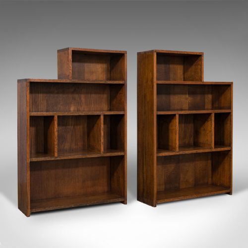 Large Pair of Antique Bookshelves, English, Oak, Bookcase, Cabinet, Edwardian