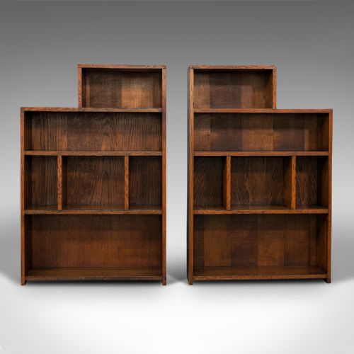 fig 1. Large Pair Of Antique Bookshelves, English, Oak, Bookcase, Cabinet, Edwardian