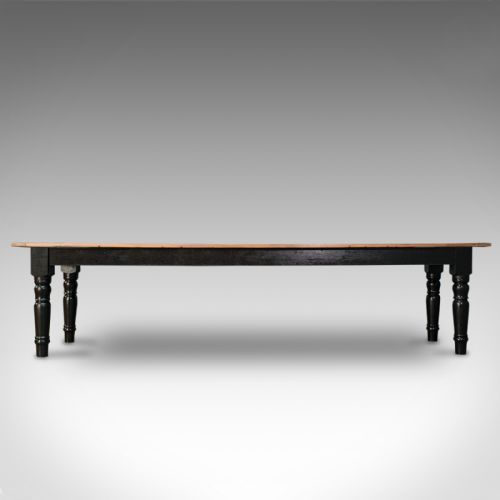 fig 1. Large Antique Farmhouse Dining Table, English, Pine, Kitchen, Victorian, C.1900