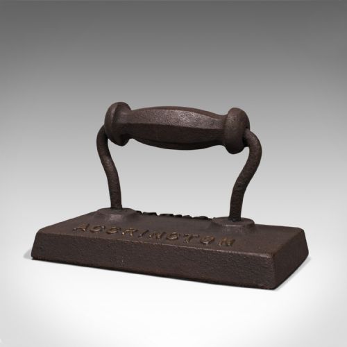 fig 2. Antique Billiard Table Iron, English, Snooker, Door Stop, EJ Riley, Circa 1920