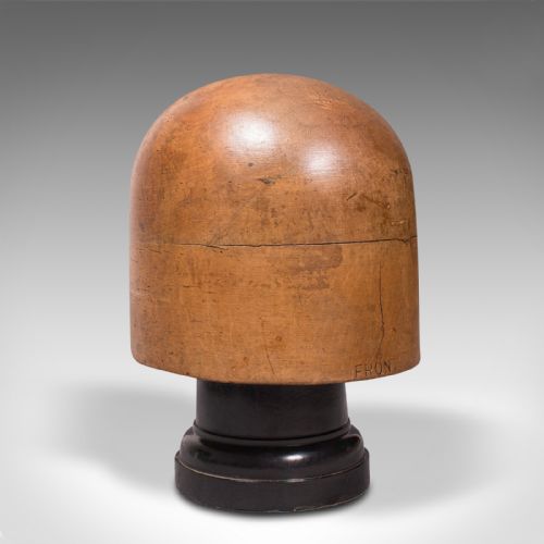 Antique Milliner's Hat Block, English, Beech, Shop Display Stand, Edwardian