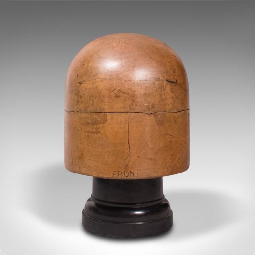 fig 1. Antique Milliner's Hat Block, English, Beech, Shop Display Stand, Edwardian