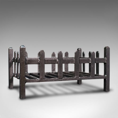 Antique Fire Basket, English, Cast Iron. Fireside, Grate, Late Victorian, C.1900