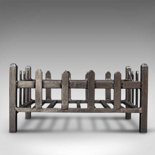 fig 1. Antique Fire Basket, English, Cast Iron. Fireside, Grate, Late Victorian, C.1900
