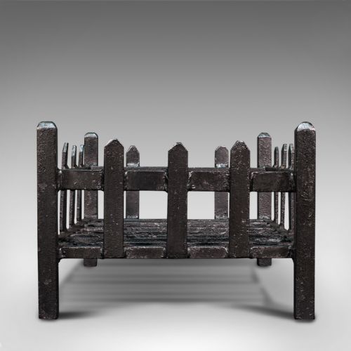 fig 2. Antique Fire Basket, English, Cast Iron. Fireside, Grate, Late Victorian, C.1900