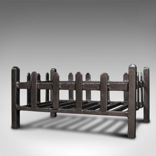 fig 3. Antique Fire Basket, English, Cast Iron. Fireside, Grate, Late Victorian, C.1900