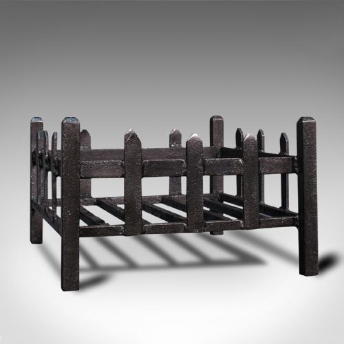 Antique Fireplace Grate, English, Cast Iron, Fire Basket, Late Victorian, C.1900
