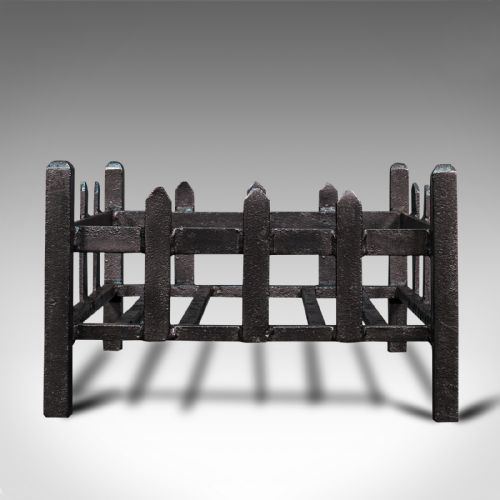 fig 1. Antique Fireplace Grate, English, Cast Iron, Fire Basket, Late Victorian, C.1900