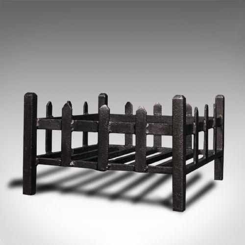 fig 2. Antique Fireplace Grate, English, Cast Iron, Fire Basket, Late Victorian, C.1900