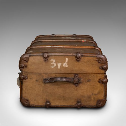 fig 3. Large Antique Steamer Trunk, English, Cedar, Shipping Chest, Edwardian, C.1910