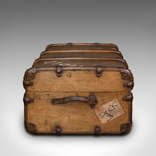fig 4. Large Antique Steamer Trunk, English, Cedar, Shipping Chest, Edwardian, C.1910