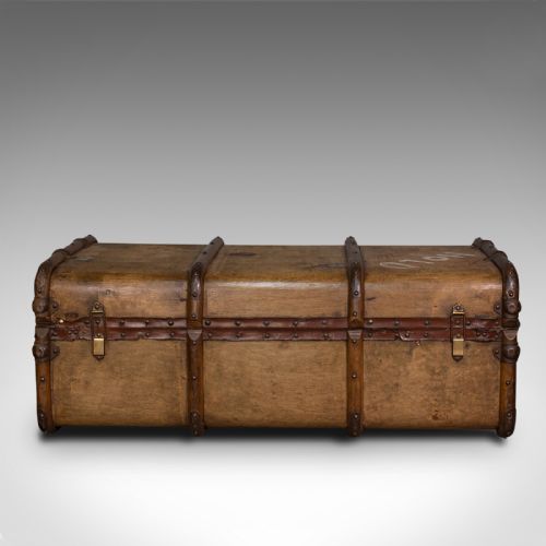 fig 5. Large Antique Steamer Trunk, English, Cedar, Shipping Chest, Edwardian, C.1910
