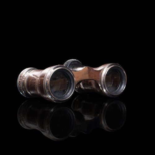 fig 1. Pair of Antique Opera Glasses, English, Leather, Theatre Binocular, Edwardian