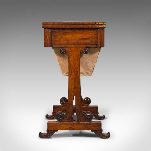 ANTIQUE FOLD OVER GAMES TABLE ENGLISH ROSEWOOD CHESS CARDS REGENCY C1820 - ADDITIONAL PHOTO 2