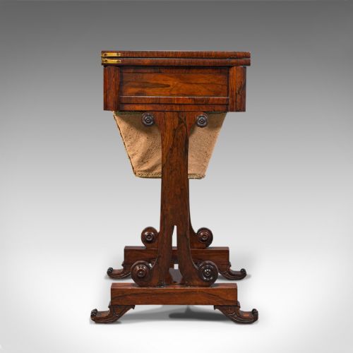 ANTIQUE FOLD OVER GAMES TABLE ENGLISH ROSEWOOD CHESS CARDS REGENCY C1820 - ADDITIONAL PHOTO 3