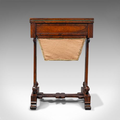 ANTIQUE FOLD OVER GAMES TABLE ENGLISH ROSEWOOD CHESS CARDS REGENCY C1820 - ADDITIONAL PHOTO 4