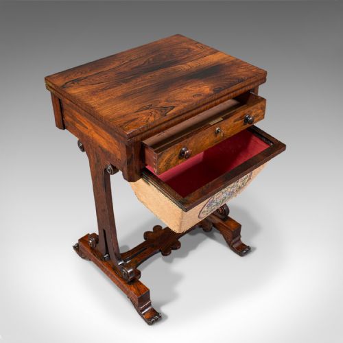 ANTIQUE FOLD OVER GAMES TABLE ENGLISH ROSEWOOD CHESS CARDS REGENCY C1820 - ADDITIONAL PHOTO 5