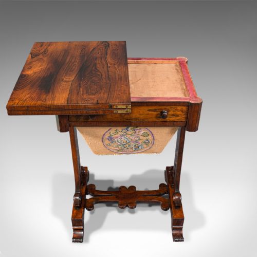 ANTIQUE FOLD OVER GAMES TABLE ENGLISH ROSEWOOD CHESS CARDS REGENCY C1820 - ADDITIONAL PHOTO 6