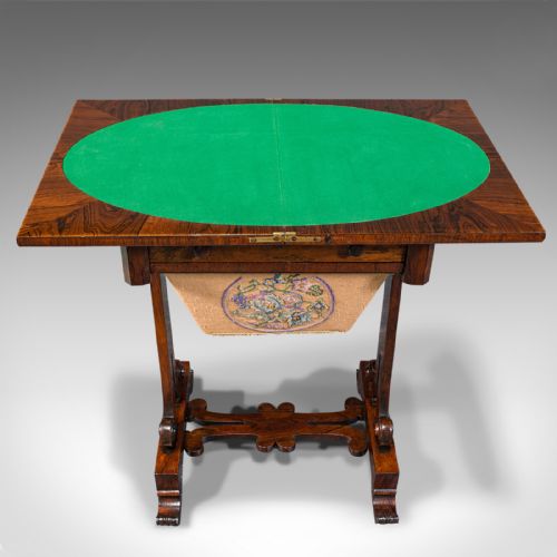 ANTIQUE FOLD OVER GAMES TABLE ENGLISH ROSEWOOD CHESS CARDS REGENCY C1820 - ADDITIONAL PHOTO 7