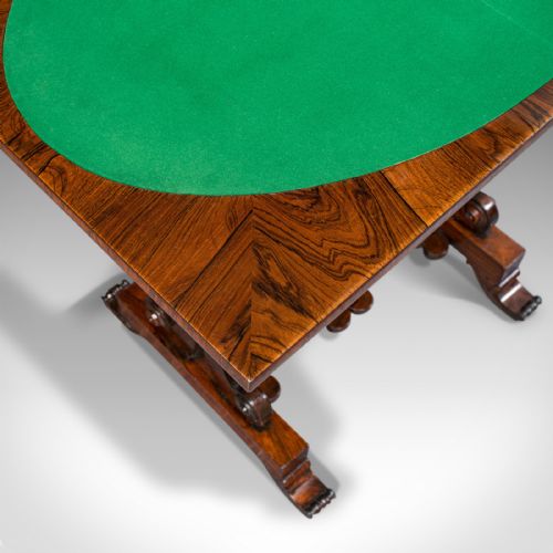 ANTIQUE FOLD OVER GAMES TABLE ENGLISH ROSEWOOD CHESS CARDS REGENCY C1820 - ADDITIONAL PHOTO 8