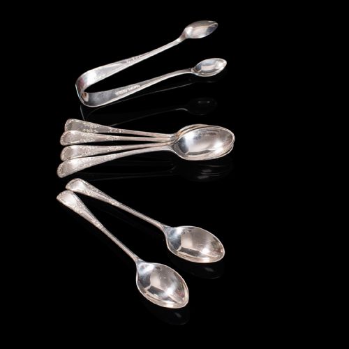 fig 3. Antique Tea Spoon Service, English, Silver, WS Savage, Sheffield, Hallmark 1917
