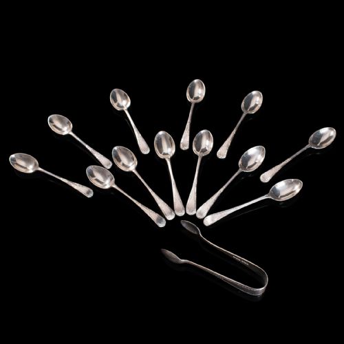 fig 4. Antique Tea Spoon Service, English, Silver, WS Savage, Sheffield, Hallmark 1917
