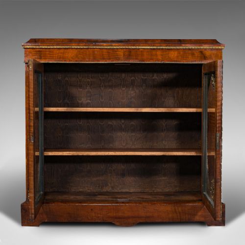 fig 2. Antique Display Bookcase, English, Walnut, Boxwood, Empire, Cabinet, Regency