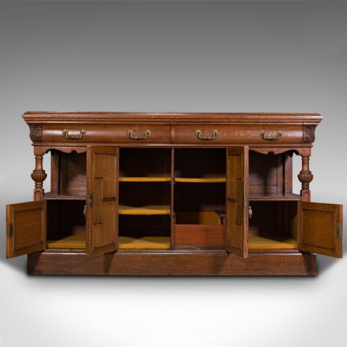 fig 2. Large Antique Dresser Base, Scottish, Oak, Buffet, Server, Late Victorian, 1880