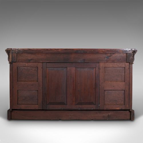 fig 5. Large Antique Dresser Base, Scottish, Oak, Buffet, Server, Late Victorian, 1880
