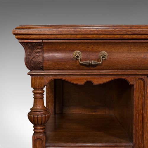 fig 8. Large Antique Dresser Base, Scottish, Oak, Buffet, Server, Late Victorian, 1880