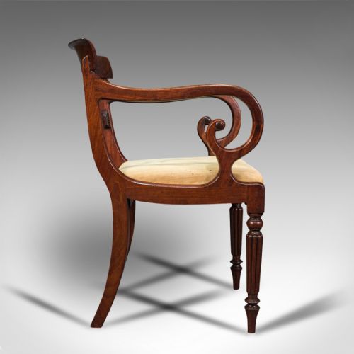 fig 3. Antique Elbow Chair, English, Mahogany, Carver, Drop In Seat, Regency, C.1820