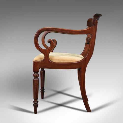 fig 5. Antique Elbow Chair, English, Mahogany, Carver, Drop In Seat, Regency, C.1820