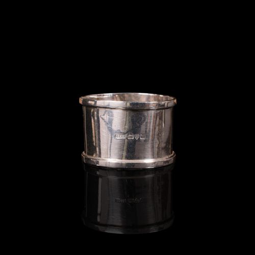 fig 4. Antique Set Of Napkin Rings, English, Silver, Tableware, Hallmark, Chester, 1921