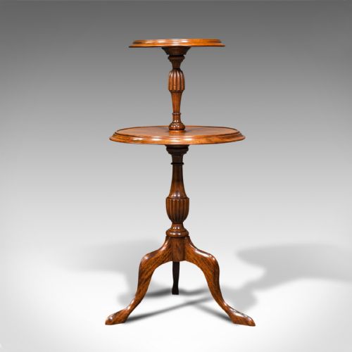 fig 1. Antique Two Tier Table, English, Mahogany, Afternoon Tea, Cake Stand, Edwardian