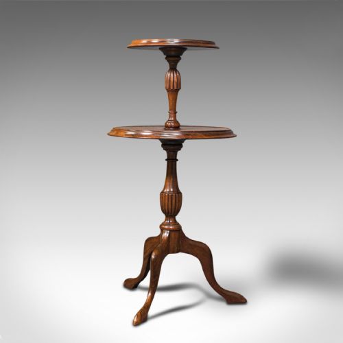 fig 2. Antique Two Tier Table, English, Mahogany, Afternoon Tea, Cake Stand, Edwardian