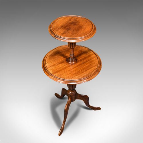 fig 4. Antique Two Tier Table, English, Mahogany, Afternoon Tea, Cake Stand, Edwardian