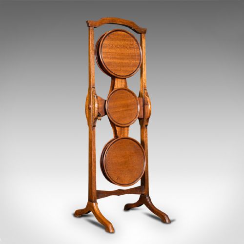 fig 1. Antique Monoplane Folding Cake Stand, Mahogany, Afternoon Tea, Table, Edwardian