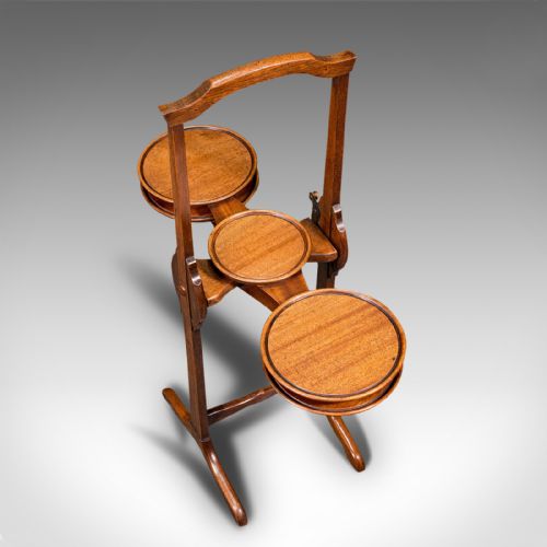 fig 6. Antique Monoplane Folding Cake Stand, Mahogany, Afternoon Tea, Table, Edwardian